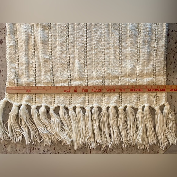 Handmade Crocheted Lap Blanket/Throw/Wrap. Pale Yellow w/fringe. Never Used - Picture 6 of 8